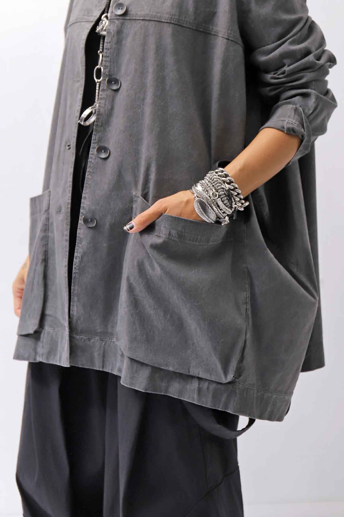 【Primordial is Primitive】 UNISEX STRETCH SHIRT BLOUSON 2026AL_GREY WASH
