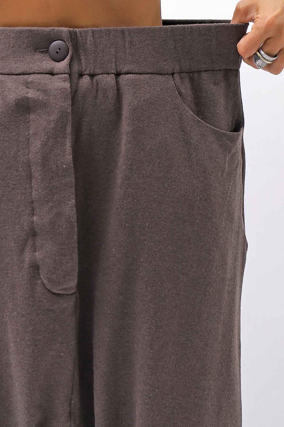 【studio b3】 UNISEX COTTON KNIT BOX SARROUEL RIBBED PANTS SHB2232_TRUFFLE