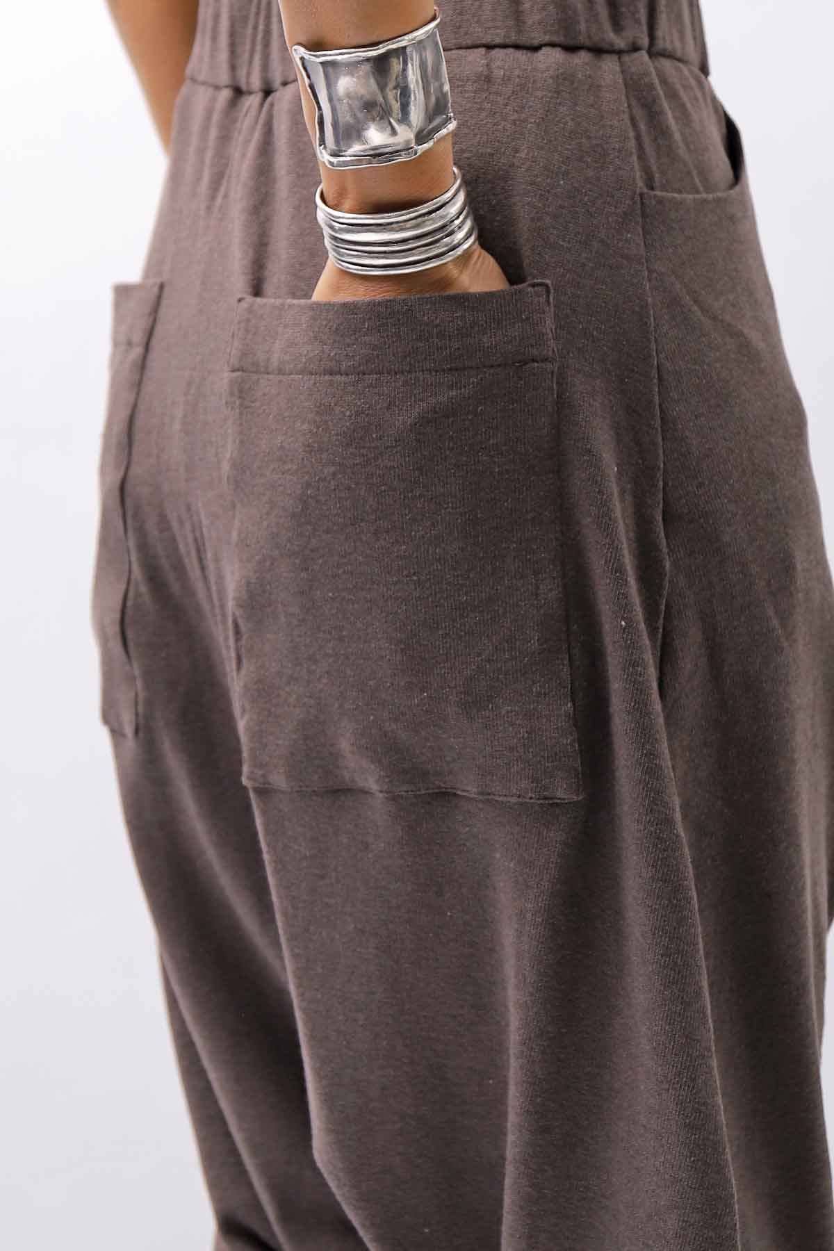 【studio b3】 UNISEX COTTON KNIT BOX SARROUEL RIBBED PANTS SHB2232_TRUFFLE