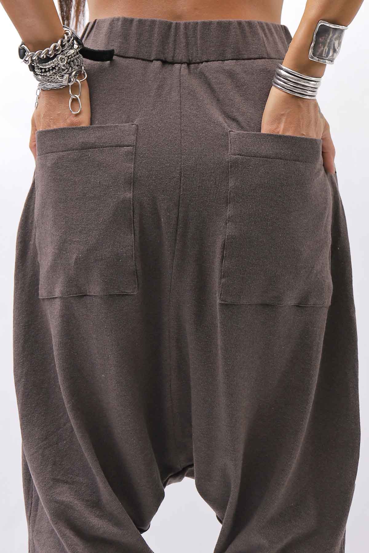 【studio b3】 UNISEX COTTON KNIT BOX SARROUEL RIBBED PANTS SHB2232_TRUFFLE