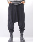 【studio b3】 UNISEX COTTON KNIT BOX SARROUEL RIBBED PANTS SHB2232_BLACK