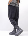 【studio b3】 UNISEX COTTON KNIT BOX SARROUEL RIBBED PANTS SHB2232_BLACK