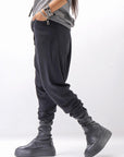 【studio b3】 UNISEX COTTON KNIT BOX SARROUEL RIBBED PANTS SHB2232_BLACK