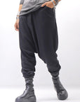 【studio b3】 UNISEX COTTON KNIT BOX SARROUEL RIBBED PANTS SHB2232_BLACK