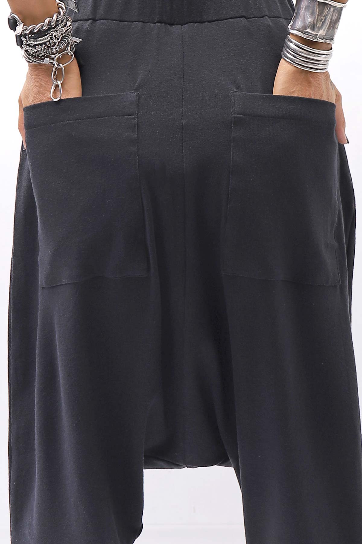 【studio b3】 UNISEX COTTON KNIT BOX SARROUEL RIBBED PANTS SHB2232_BLACK