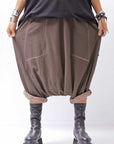 【PLÜ】 UNISEX COTTON SWEAT WIDE SARROUEL PANTS PL16P_CHOCOLATE