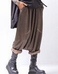 【PLÜ】 UNISEX COTTON SWEAT WIDE SARROUEL PANTS PL16P_CHOCOLATE