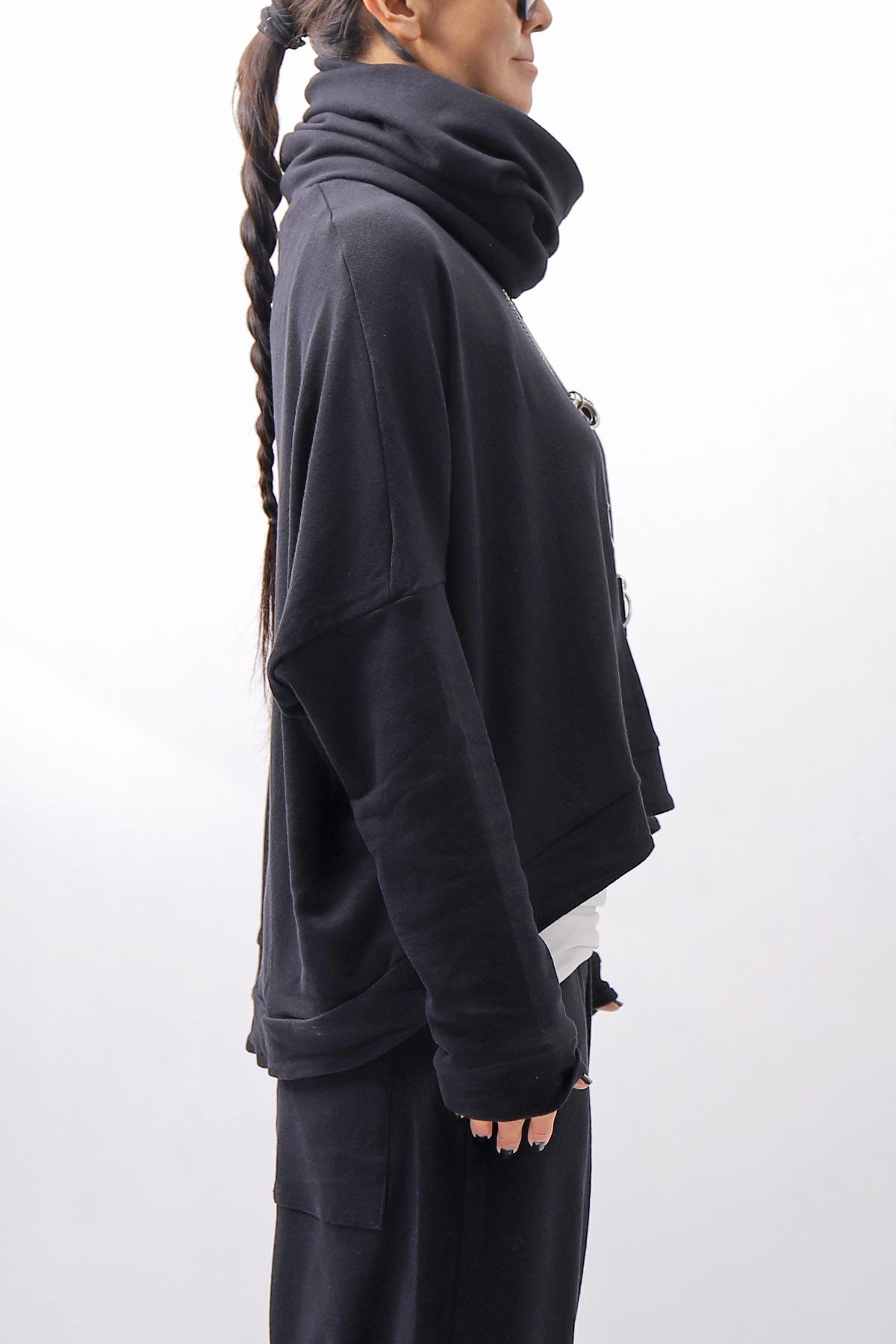 【studio b3】 UNISEX COTTON KNIT TOP &amp; SNOOD SET SHB2268_BLACK