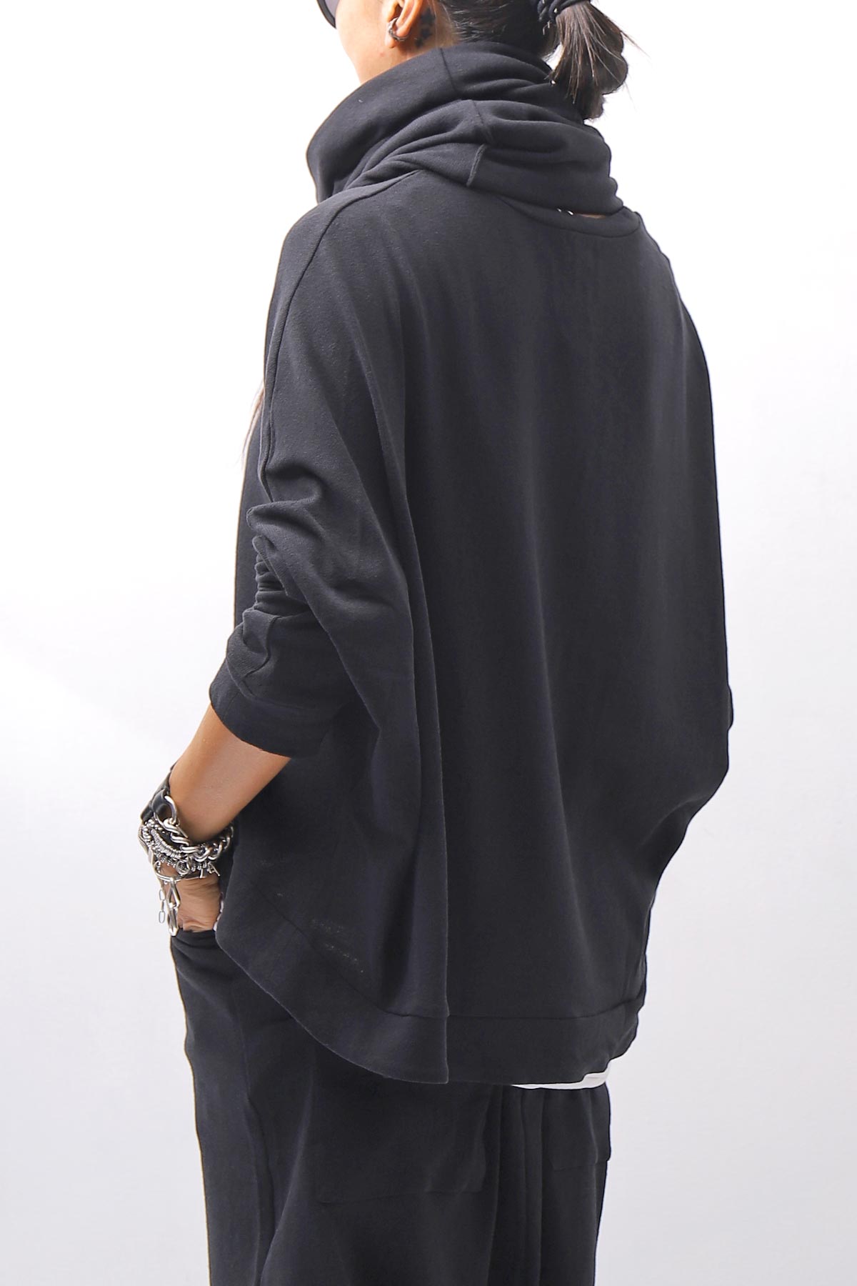 【studio b3】 UNISEX COTTON KNIT TOP &amp; SNOOD SET SHB2268_BLACK