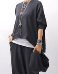 【studio b3】 UNISEX COTTON KNIT TOP & SNOOD SET SHB2268_BLACK