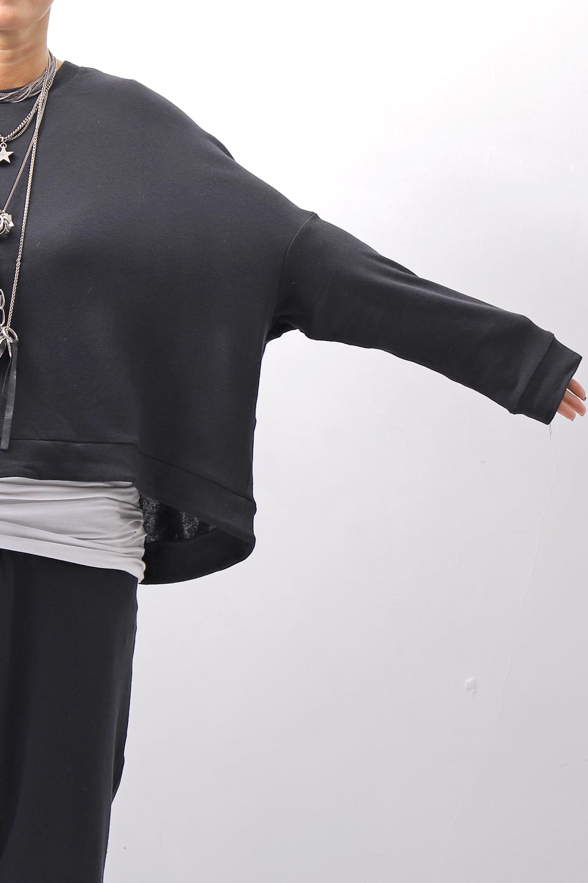 【studio b3】 UNISEX COTTON KNIT TOP &amp; SNOOD SET SHB2268_BLACK