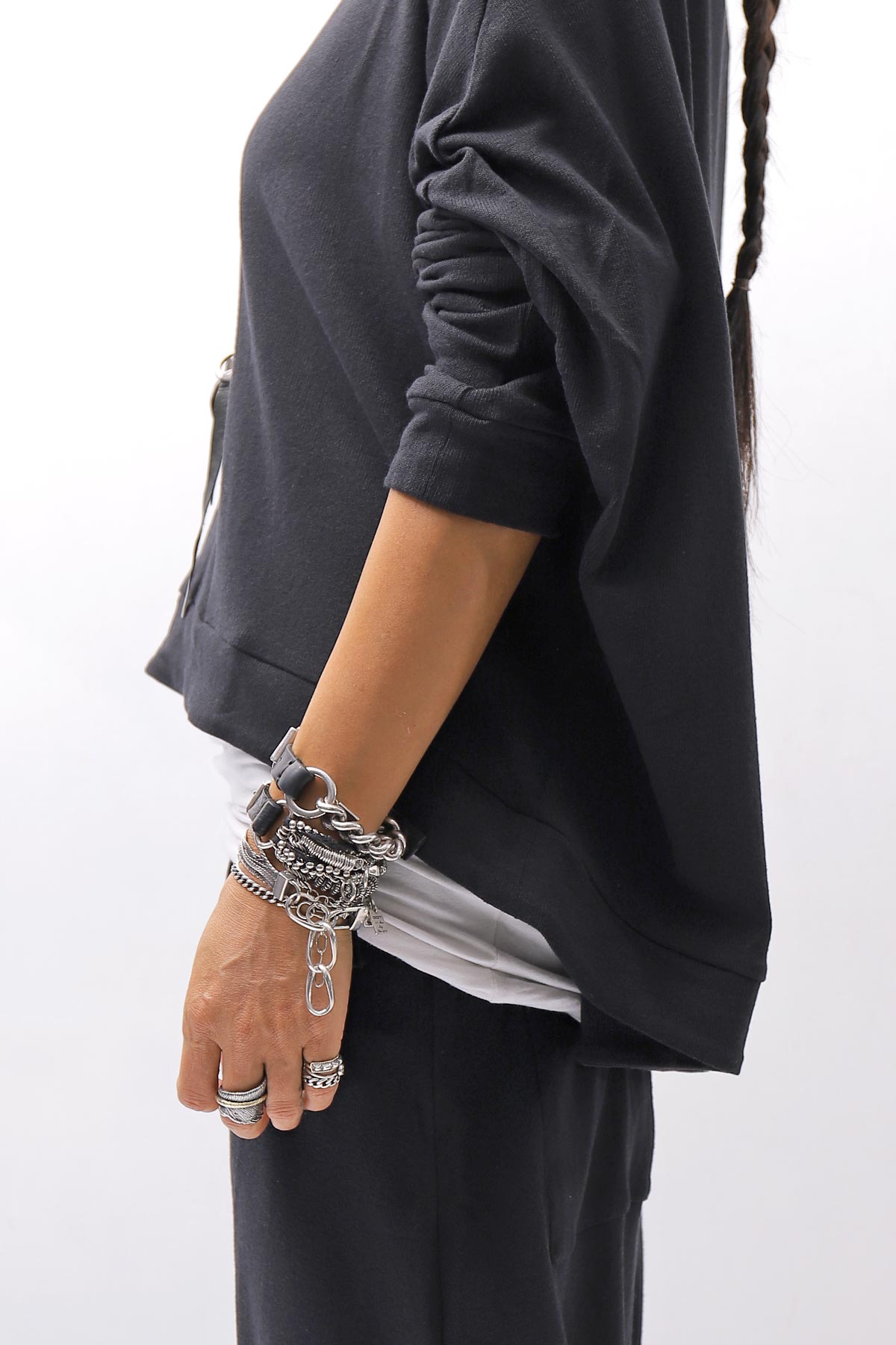 【studio b3】 UNISEX COTTON KNIT TOP &amp; SNOOD SET SHB2268_BLACK