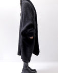 【NOSTRASANTISSIMA】 UNISEX OVERSIZED COCOON ALPACA KNIT CARDIGAN M111_BLACK