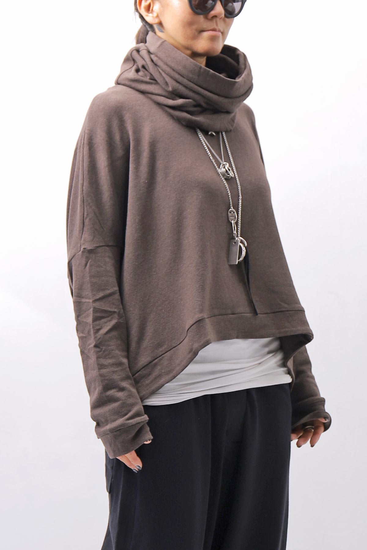 【studio b3】 UNISEX COTTON KNIT TOP &amp; SNOOD SET SHB2268_TRUFFLE