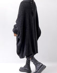 【NOSTRASANTISSIMA】 UNISEX OVERSIZED COCOON ALPACA KNIT CARDIGAN M111_BLACK