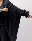 【NOSTRASANTISSIMA】 UNISEX OVERSIZED COCOON ALPACA KNIT CARDIGAN M111_BLACK