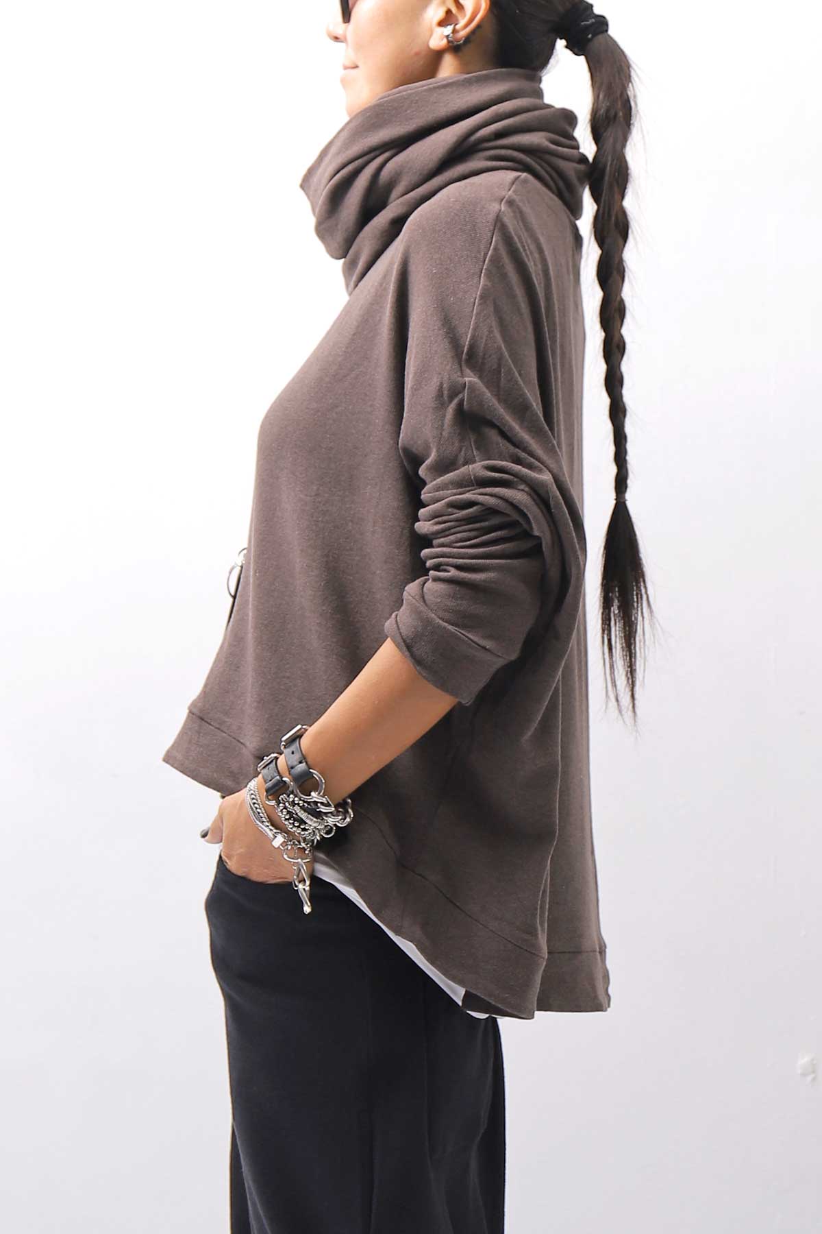 【studio b3】 UNISEX COTTON KNIT TOP &amp; SNOOD SET SHB2268_TRUFFLE