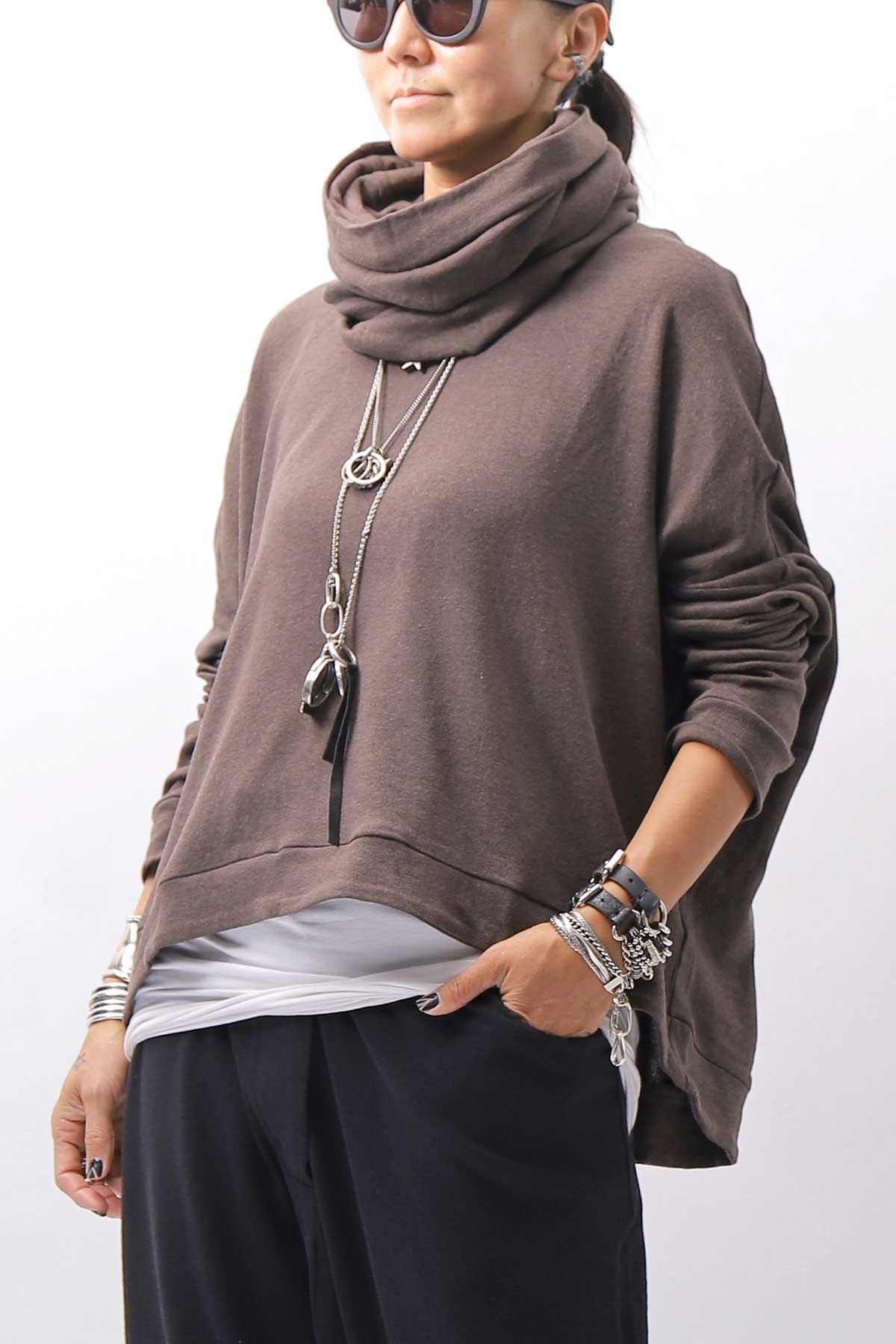 【studio b3】 UNISEX COTTON KNIT TOP &amp; SNOOD SET SHB2268_TRUFFLE