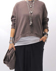 【studio b3】 UNISEX COTTON KNIT TOP & SNOOD SET SHB2268_TRUFFLE