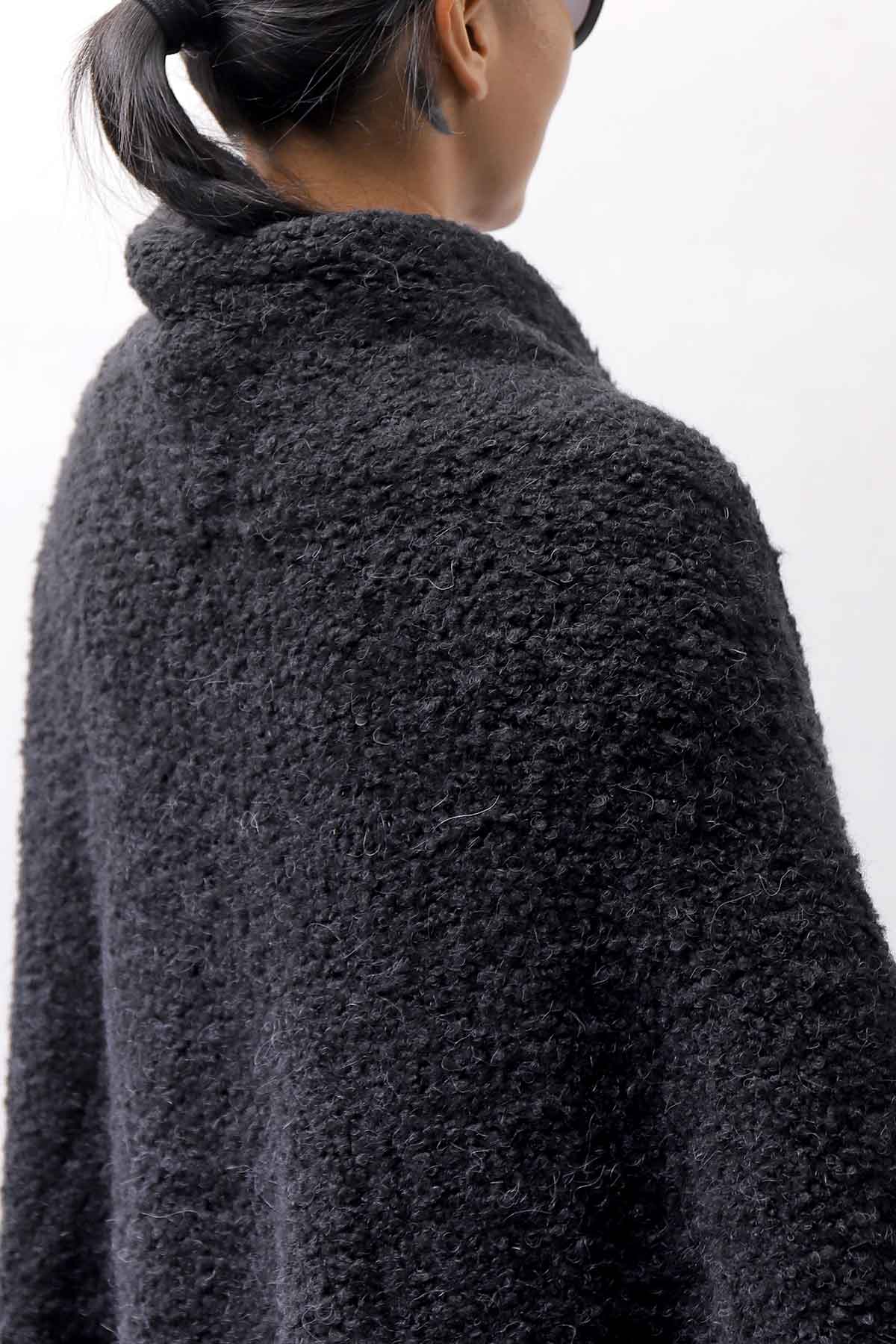 【NOSTRASANTISSIMA】 UNISEX OVERSIZED COCOON ALPACA KNIT CARDIGAN M111_BLACK