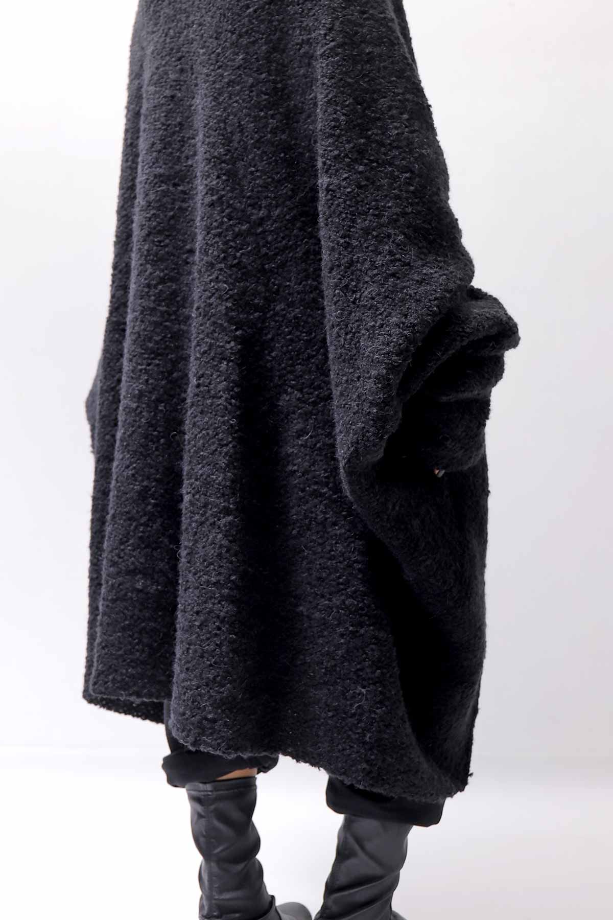 【NOSTRASANTISSIMA】 UNISEX OVERSIZED COCOON ALPACA KNIT CARDIGAN M111_BLACK