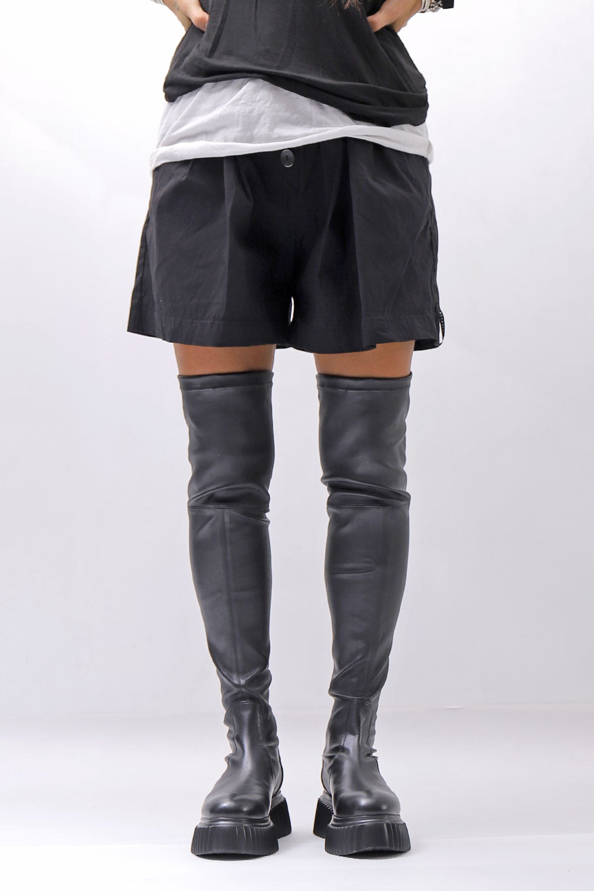 【AGL】 STRETCH LEATHER OVER-THE-KNEE HIGH BOOTS_BLACK