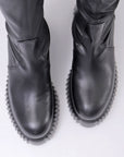 【AGL】 STRETCH LEATHER OVER-THE-KNEE HIGH BOOTS_BLACK
