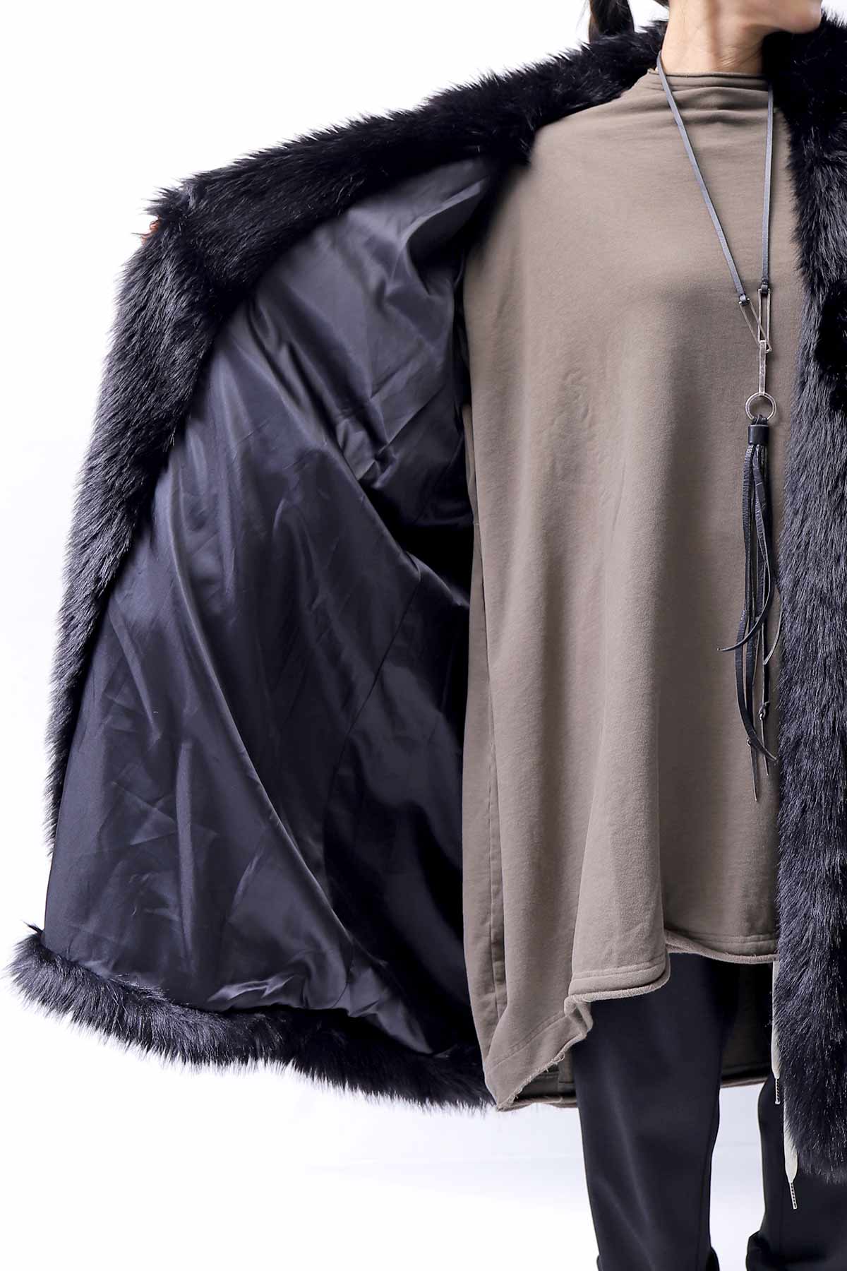 【RUNDHOLZ】 UNISEX FAUX FUR OVERSIZED COAT 324 1211_BLACK