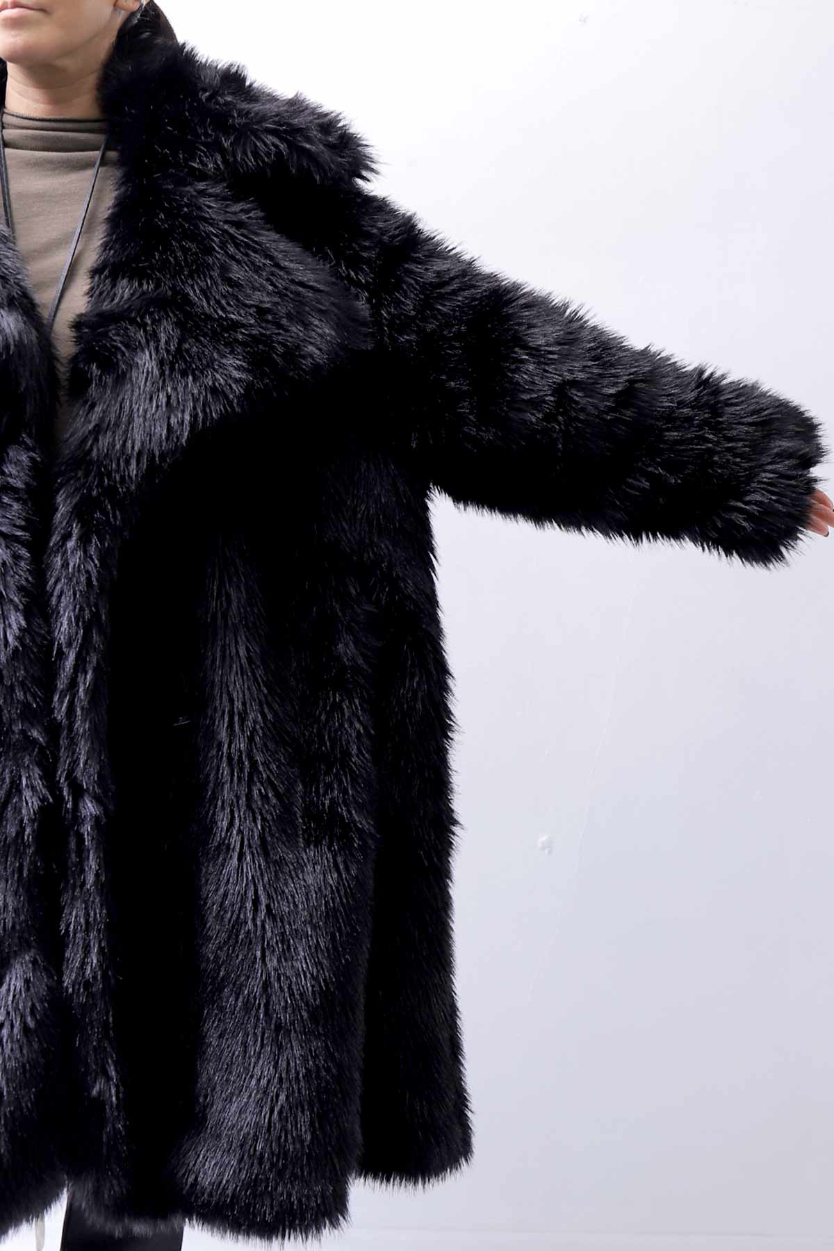 【RUNDHOLZ】 UNISEX FAUX FUR OVERSIZED COAT 324 1211_BLACK