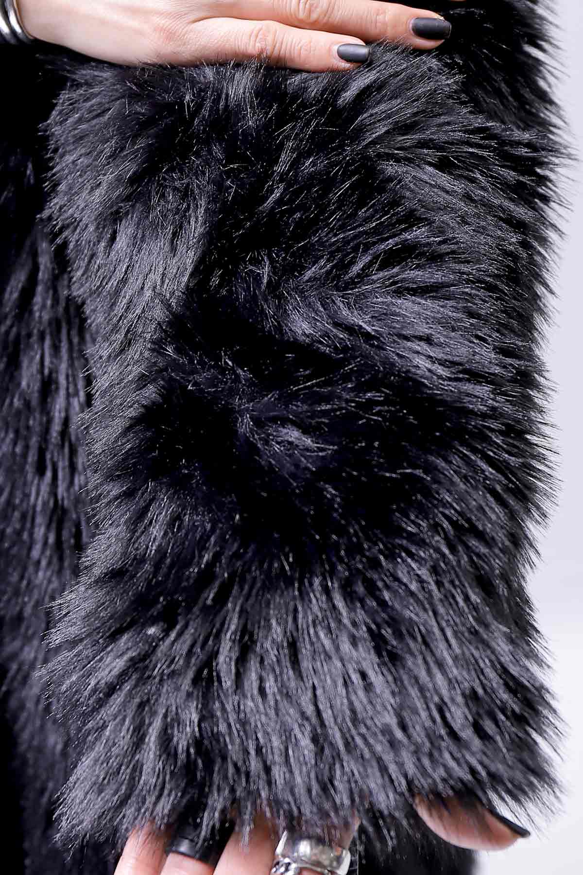 【RUNDHOLZ】 UNISEX FAUX FUR OVERSIZED COAT 324 1211_BLACK