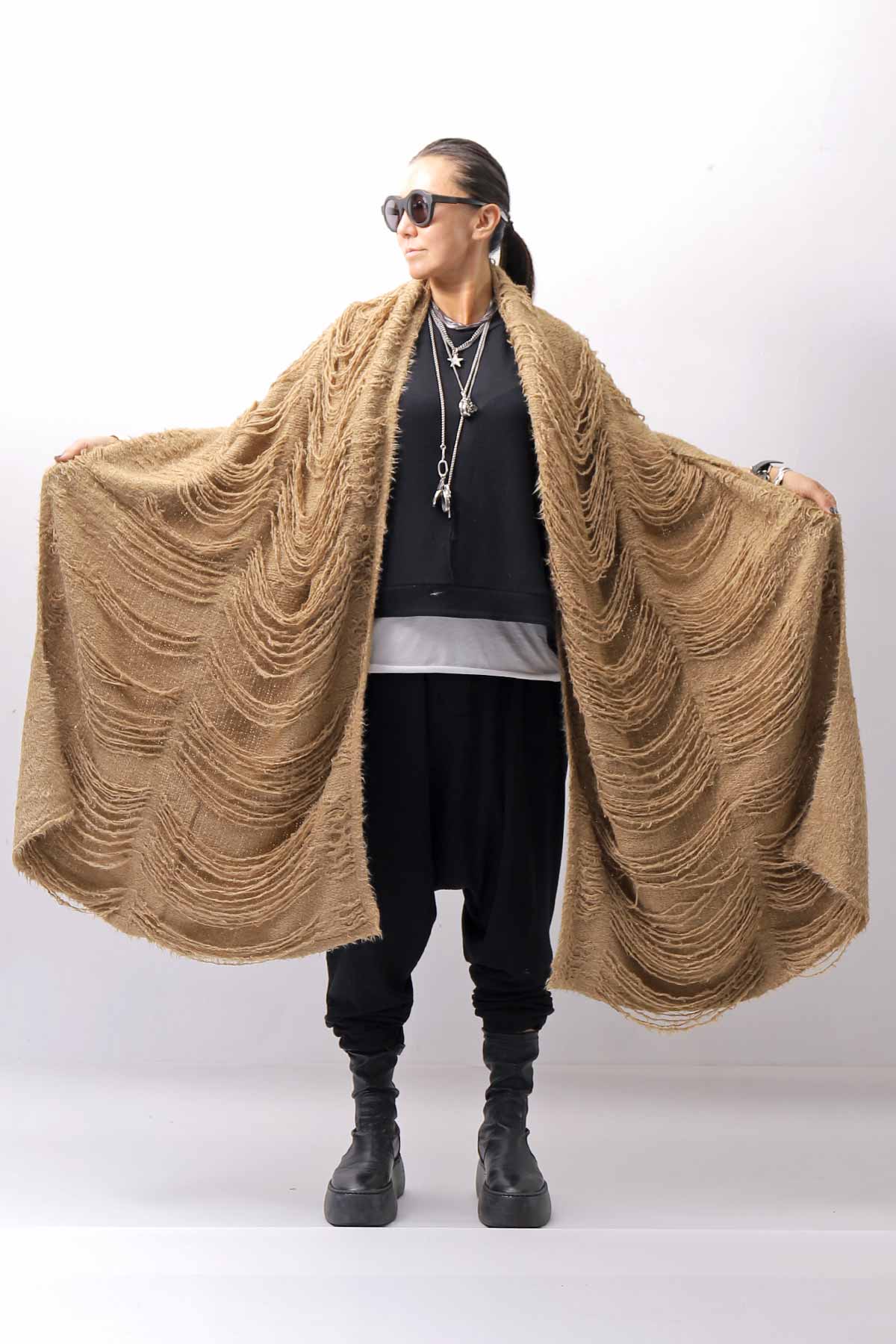 【RUNDHOLZ】 GRUNGE FRINGE SILK KNIT STOLE_DAKAR