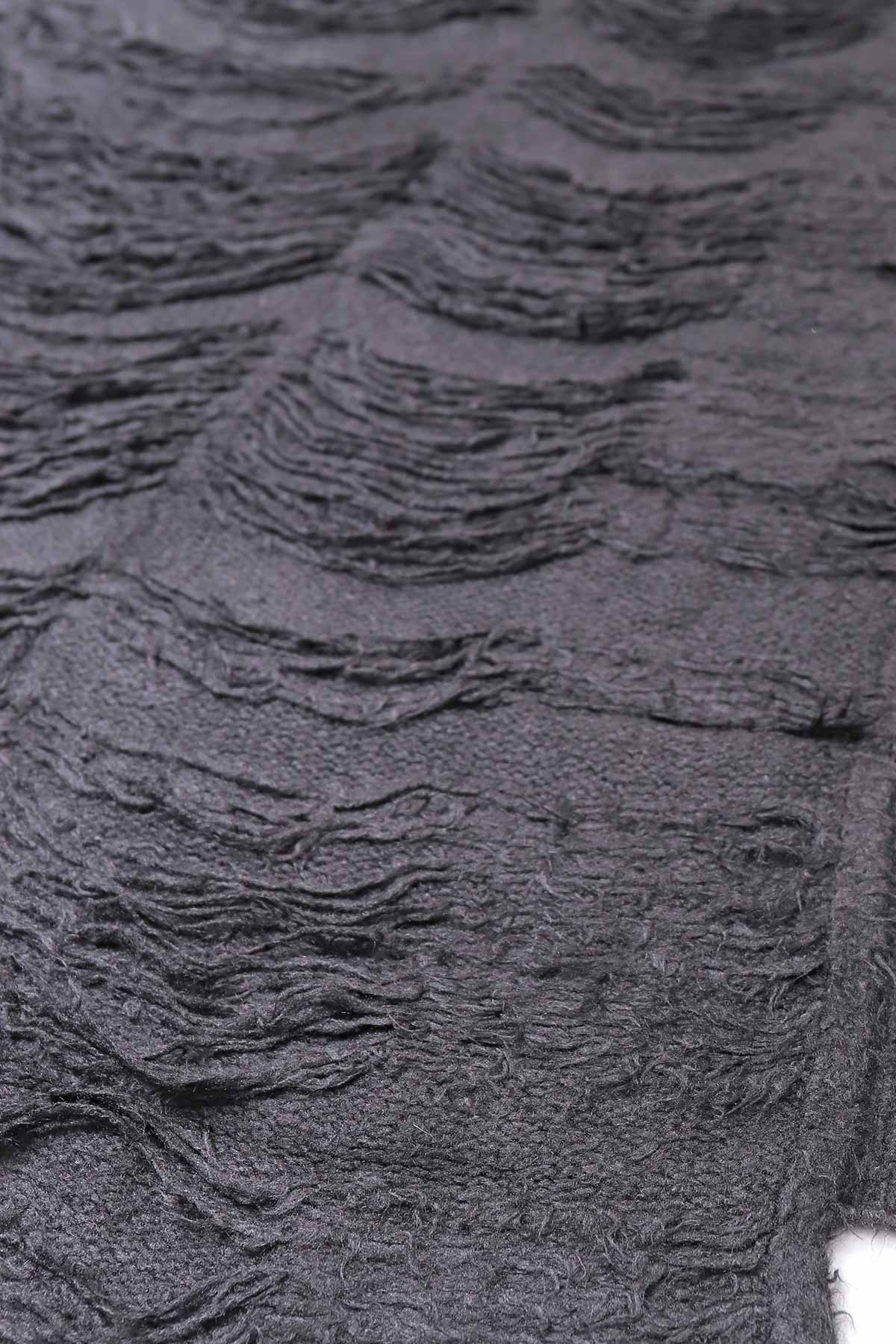 【RUNDHOLZ】 GRUNGE FRINGE SILK KNIT STOLE_BLACK