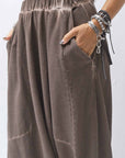 【PLÜ】 UNISEX COTTON SWEAT WIDE SARROUEL PANTS PL16P_CHOCOLATE