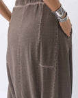 【PLÜ】 UNISEX COTTON SWEAT WIDE SARROUEL PANTS PL16P_CHOCOLATE