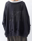 【PLÜ】 UNISEX COTTON SWEAT WIDE SHORT TOP PL8_BLACK