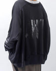 【PLÜ】 UNISEX COTTON SWEAT WIDE SHORT TOP PL8_BLACK