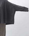 【PLÜ】 UNISEX COTTON SWEAT WIDE SHORT TOP PL8_BLACK