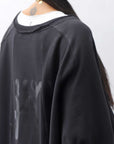 【PLÜ】 UNISEX COTTON SWEAT WIDE SHORT TOP PL8_BLACK