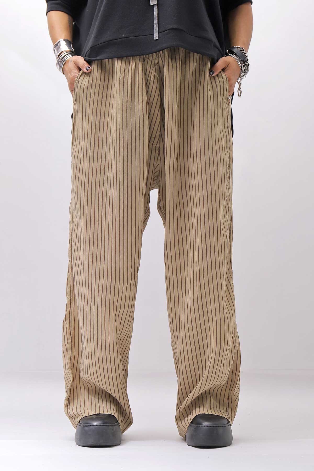【RUNDHOLZ】 VINTAGE-DYED STRIPED WIDE PANTS_CLAY CLOUD STRIPE