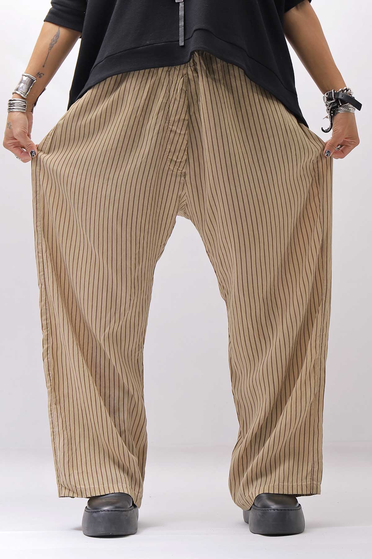 【RUNDHOLZ】 VINTAGE-DYED STRIPED WIDE PANTS_CLAY CLOUD STRIPE