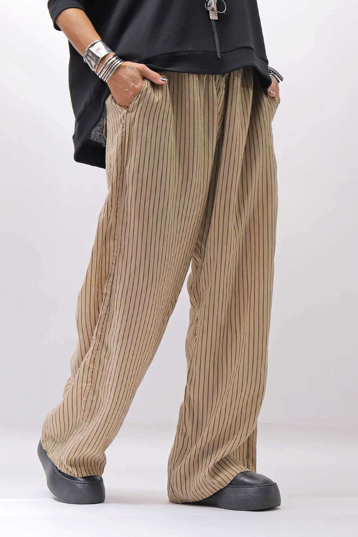 【RUNDHOLZ】 VINTAGE-DYED STRIPED WIDE PANTS_CLAY CLOUD STRIPE