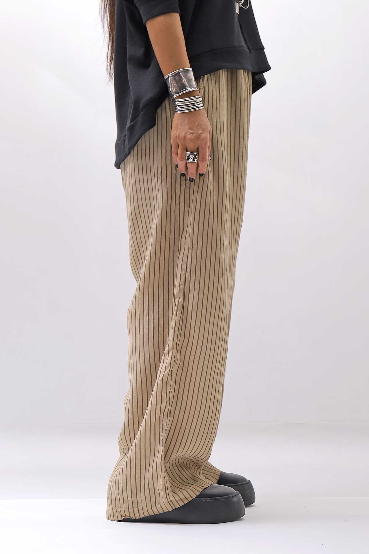 【RUNDHOLZ】 VINTAGE-DYED STRIPED WIDE PANTS_CLAY CLOUD STRIPE