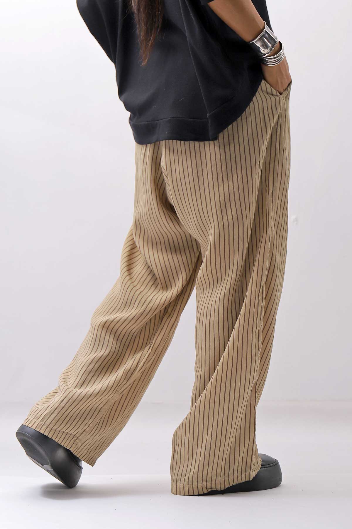 【RUNDHOLZ】 VINTAGE-DYED STRIPED WIDE PANTS_CLAY CLOUD STRIPE
