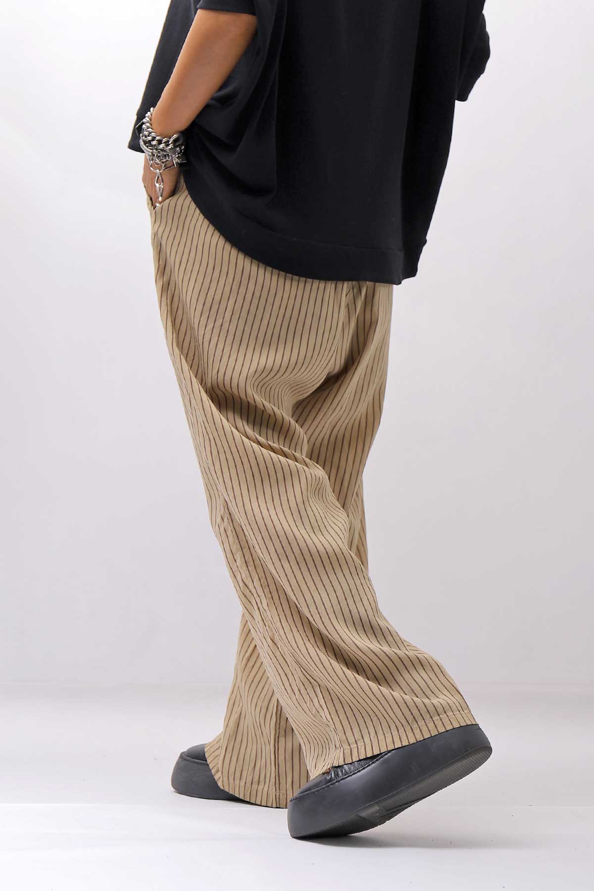 【RUNDHOLZ】 VINTAGE-DYED STRIPED WIDE PANTS_CLAY CLOUD STRIPE
