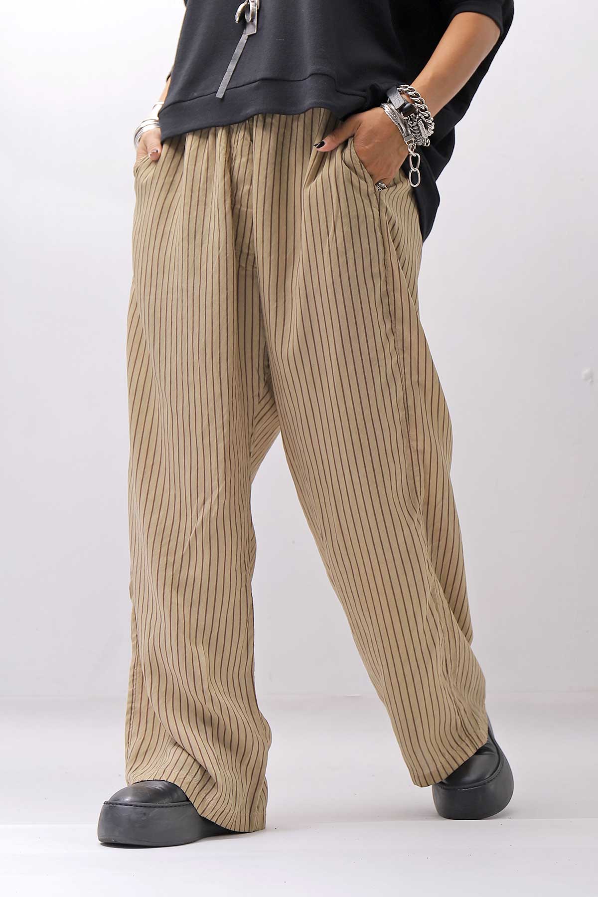 【RUNDHOLZ】 VINTAGE-DYED STRIPED WIDE PANTS_CLAY CLOUD STRIPE