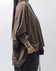 【PLÜ】 UNISEX COTTON SWEAT WIDE SHORT TOP PL8_CHOCOLATE
