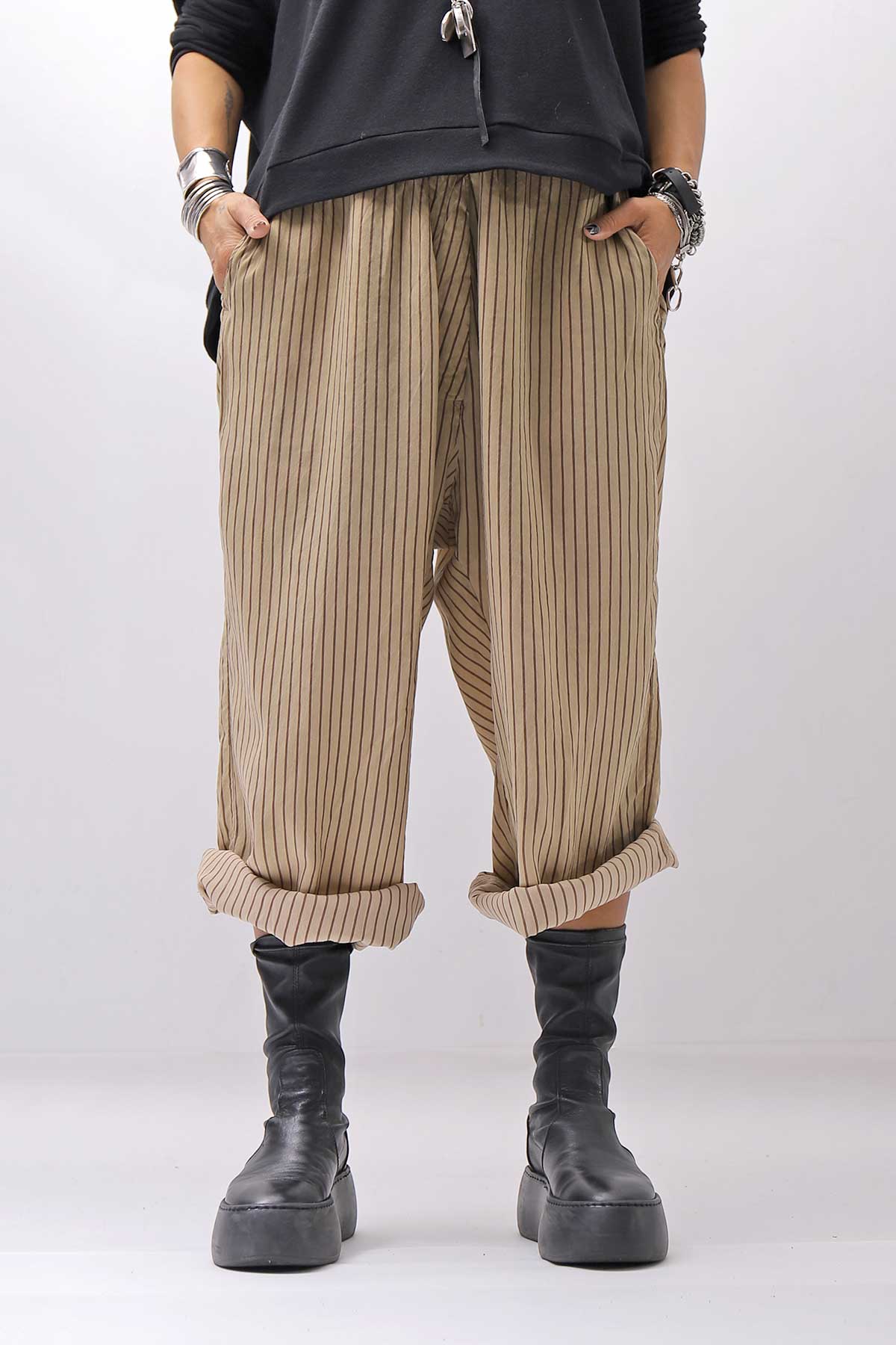 【RUNDHOLZ】 VINTAGE-DYED STRIPED WIDE PANTS_CLAY CLOUD STRIPE