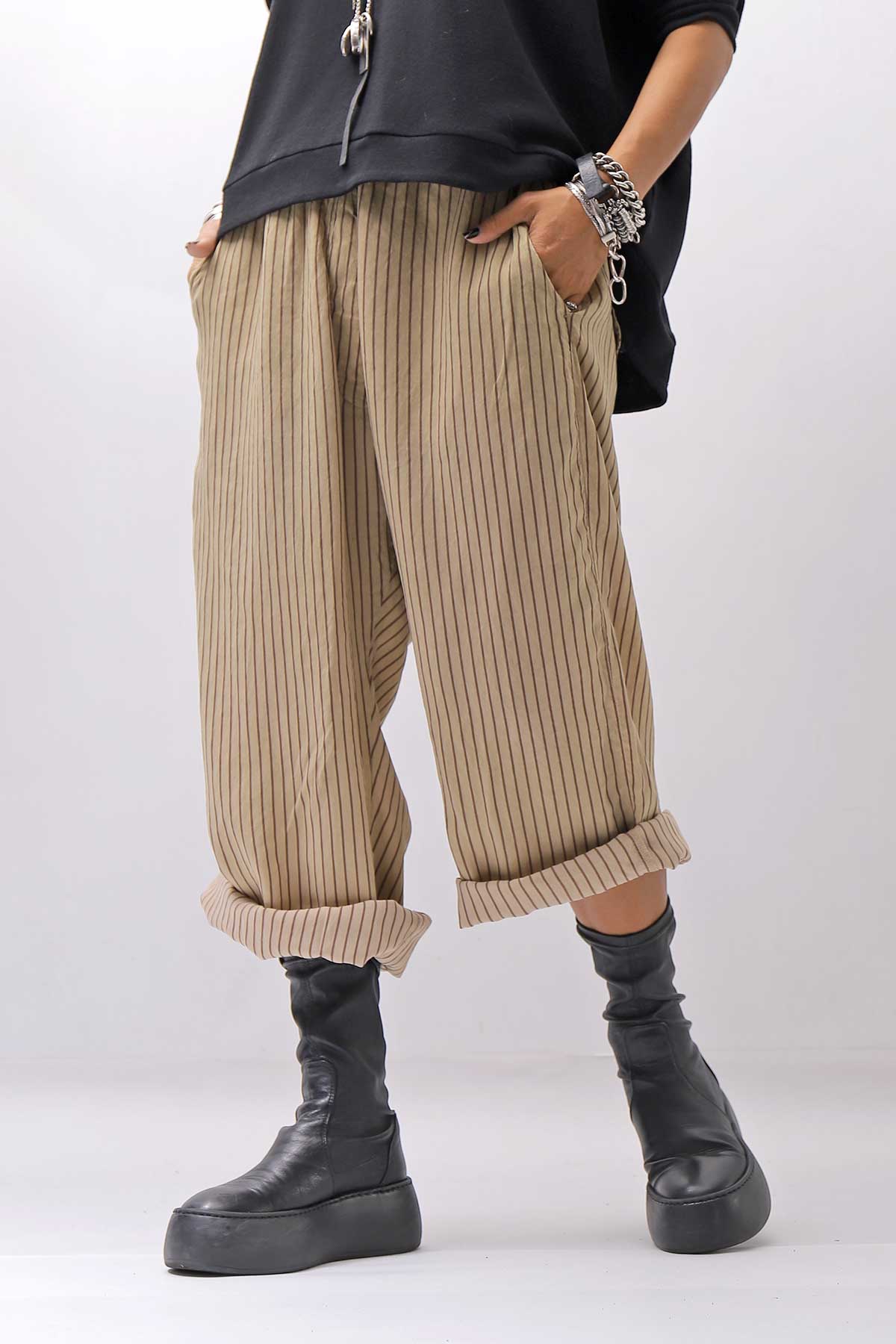 【RUNDHOLZ】 VINTAGE-DYED STRIPED WIDE PANTS_CLAY CLOUD STRIPE