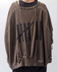 【PLÜ】 UNISEX COTTON SWEAT WIDE SHORT TOP PL8_CHOCOLATE