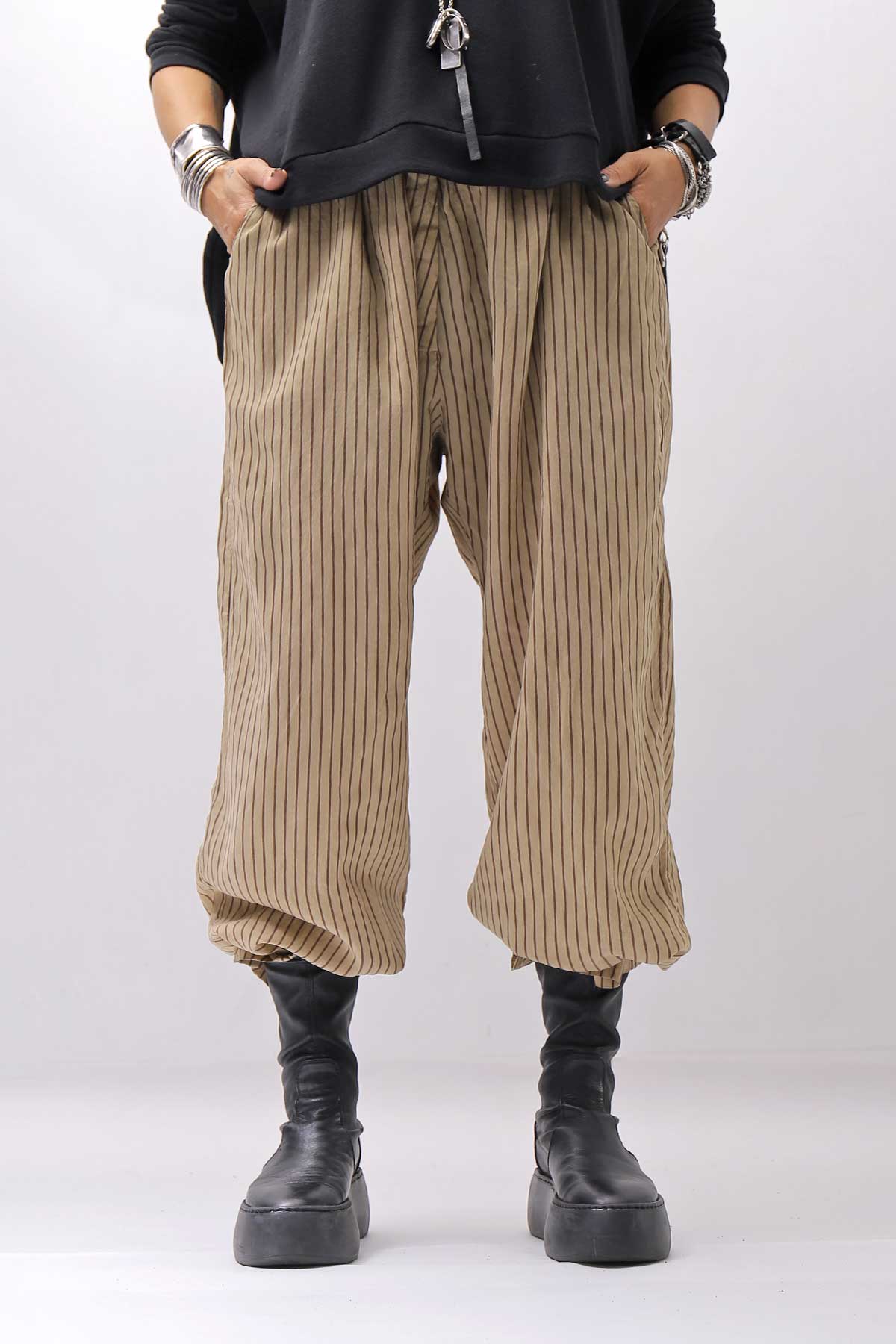 【RUNDHOLZ】 VINTAGE-DYED STRIPED WIDE PANTS_CLAY CLOUD STRIPE
